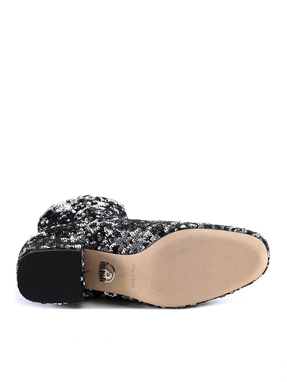 Chiara Ferragni Black Sequin Ankle Boots S39 US 8.5